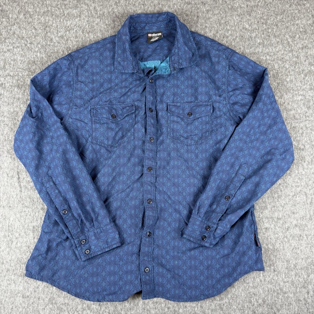Sherpa Adventure Gear Brown Blue Aztec Outdoor Short Sleeve Shirt Mens XL